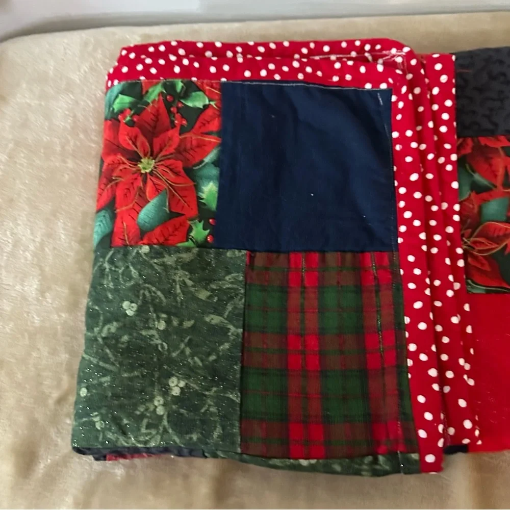Festive Red and Green Holiday Throw Blanket Handmade 2011 by a Quilting Club